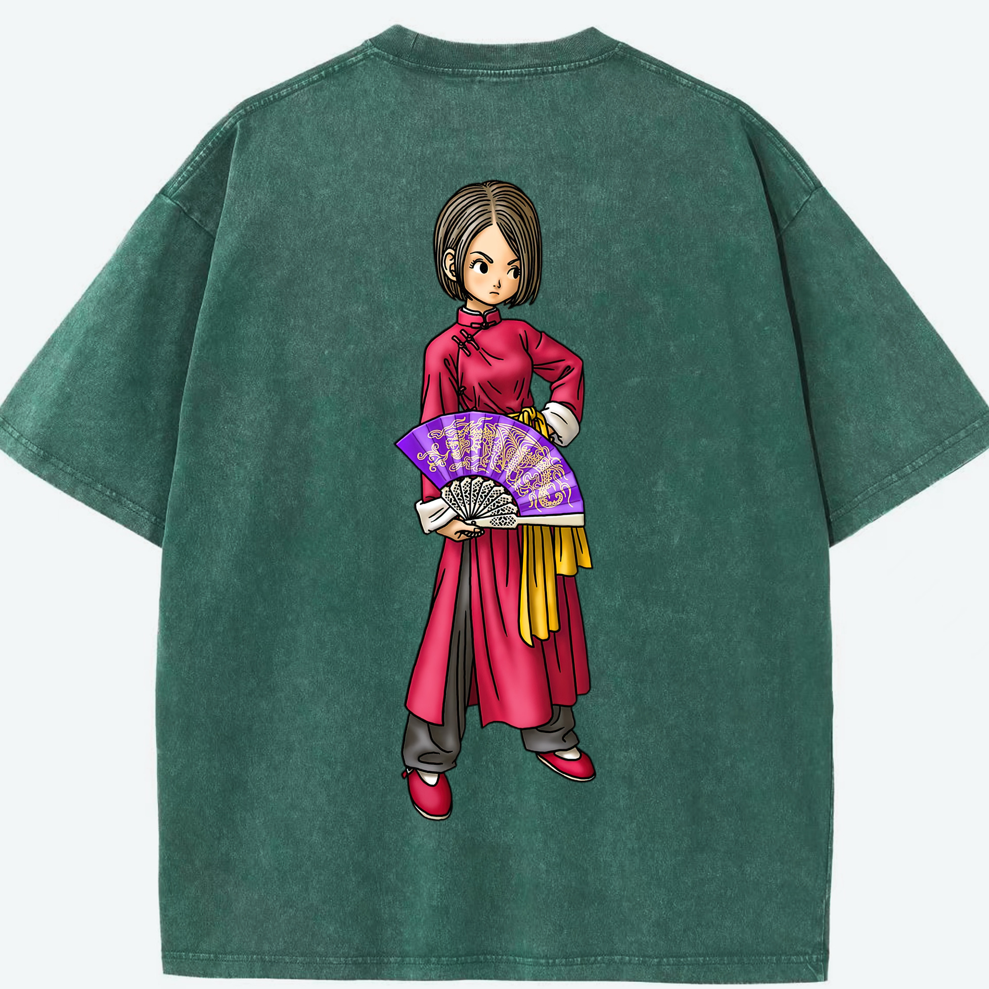 （画像用） ドラゴンクエスト Doragon Kuesuto Dragon Quest 綿100% ヴィンテージ風 半袖Tシャツ（背面プリント）